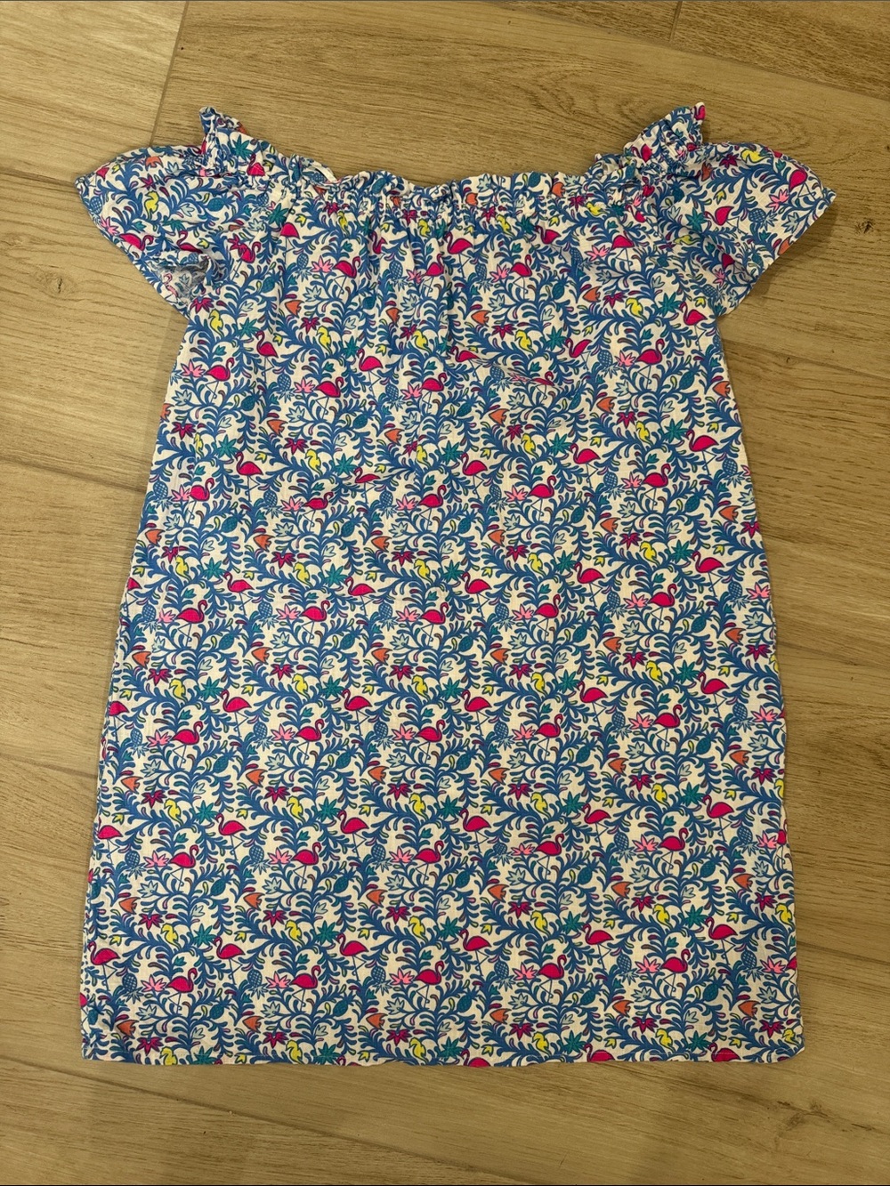 Vineyard Vines Floral Flamingoes Off the Shoulder Dress